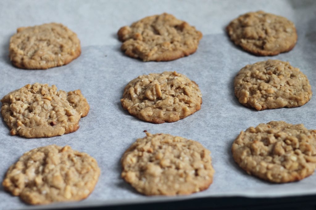 Oatmeal Peanut Butter Cookies on baking sheet.