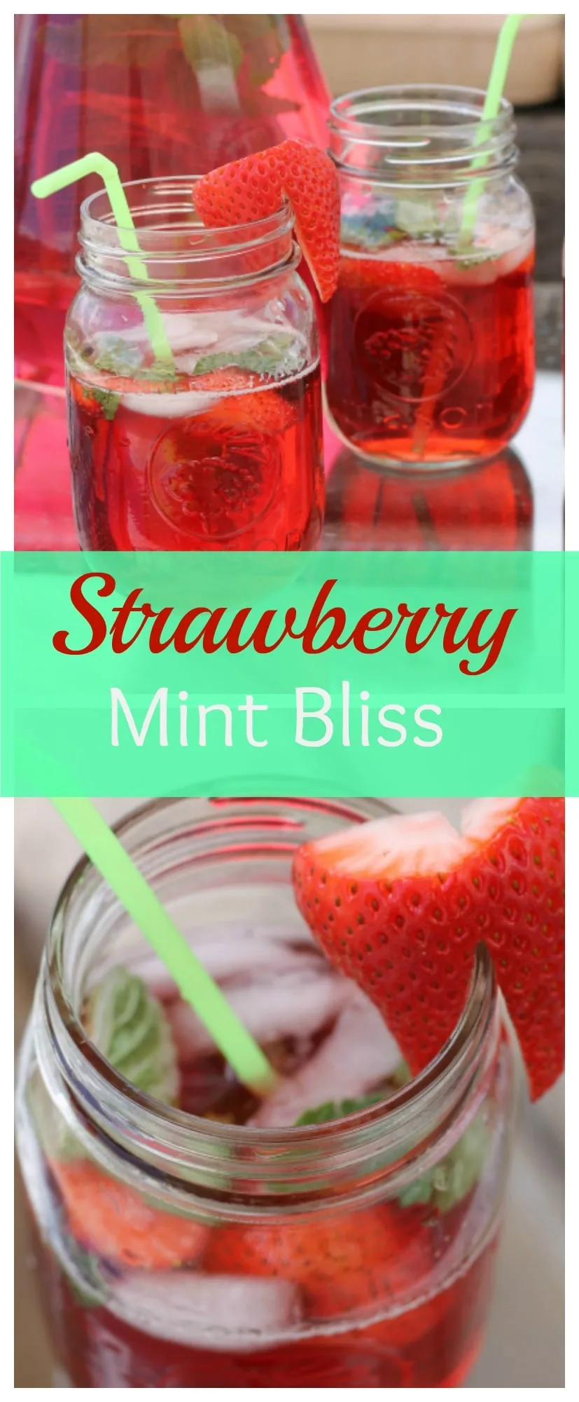 A super easy Summer Drink that can be made alcoholic or non-alcoholic to suit your tastes! Full of fresh strawberries and mint, it will leave your thirst quenched on a hot summer day!