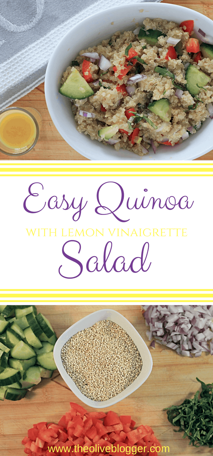 Quinoa Salad with Lemon Vinaigrette- Perfect side dish for picnics and BBQ's! #Salad #Quinoa #PicnicFood