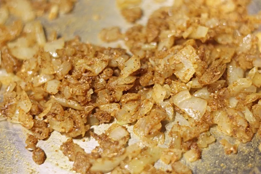 Sauteed Onions with Curry Spices in large pot