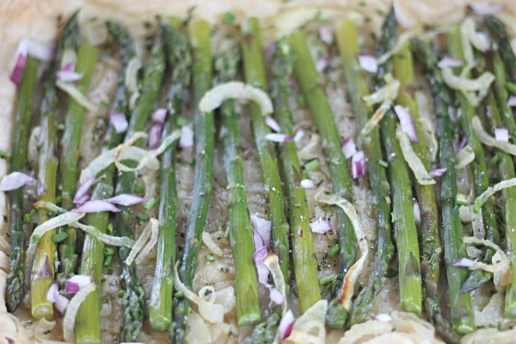 Asparagus Tart on puff pastry- cooked