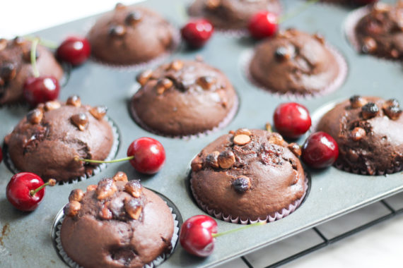 Delicious Chocolate Cherry Muffin Recipe - The Olive Blogger