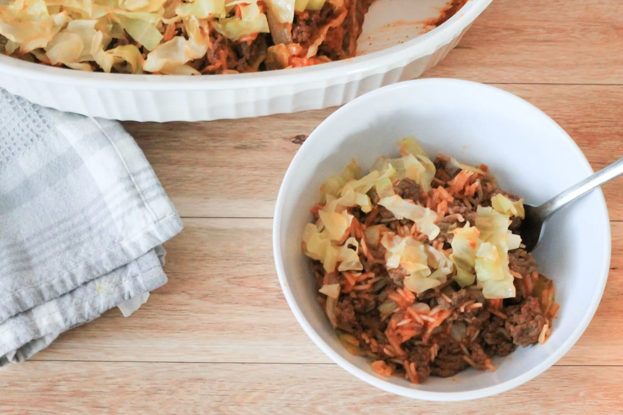 Bowl of cabbage roll casserole