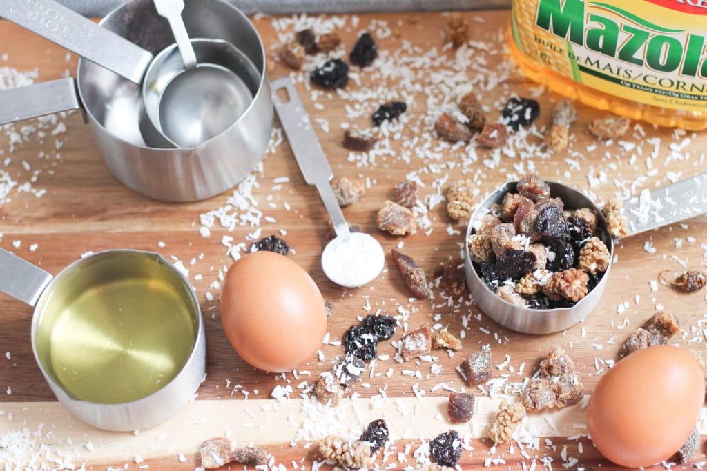 Ingredients for mixed berry muffins