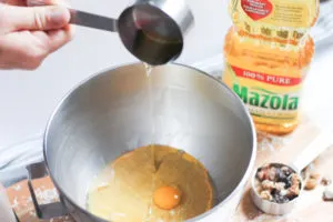 Adding Corn oil to fruit muffin batter