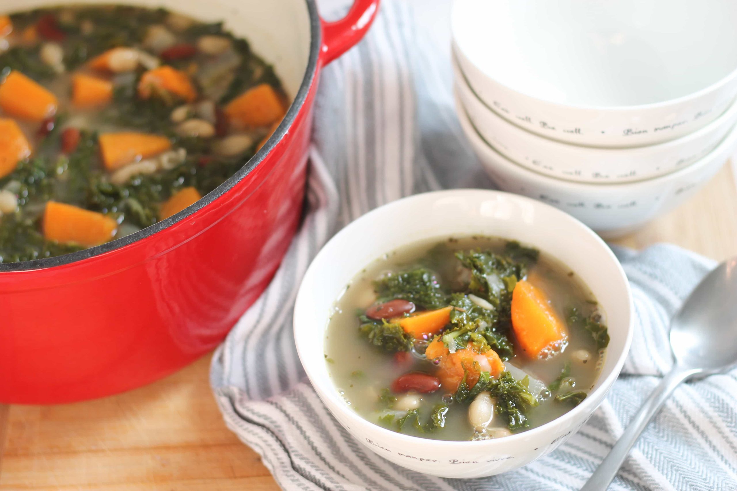 Kale Soup with Sweet Potatoes - The Olive Blogger