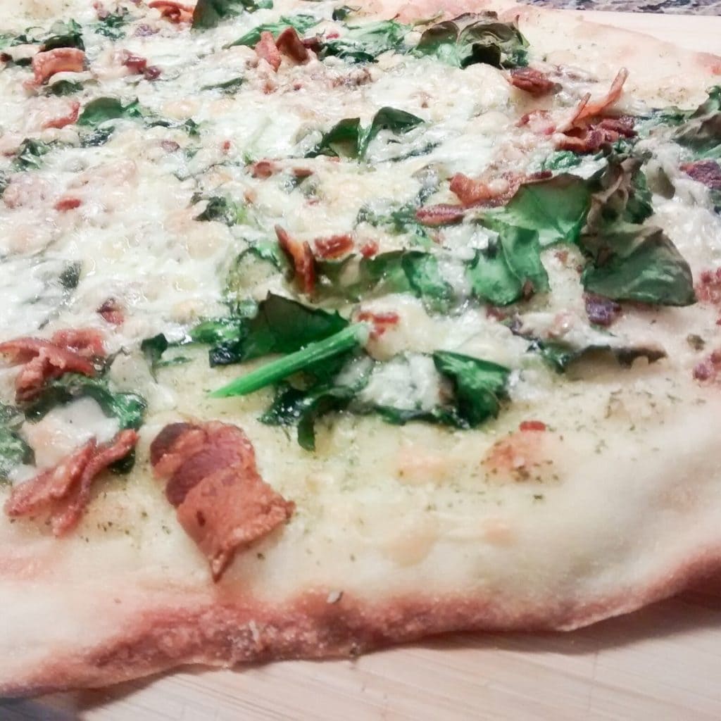 Spinach and Pancetta Thin Crust Pizza THE OLIVE BLOGGER Recipes