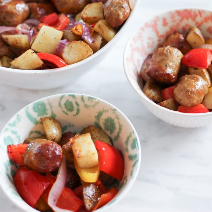 sausage, potatoes and peppers