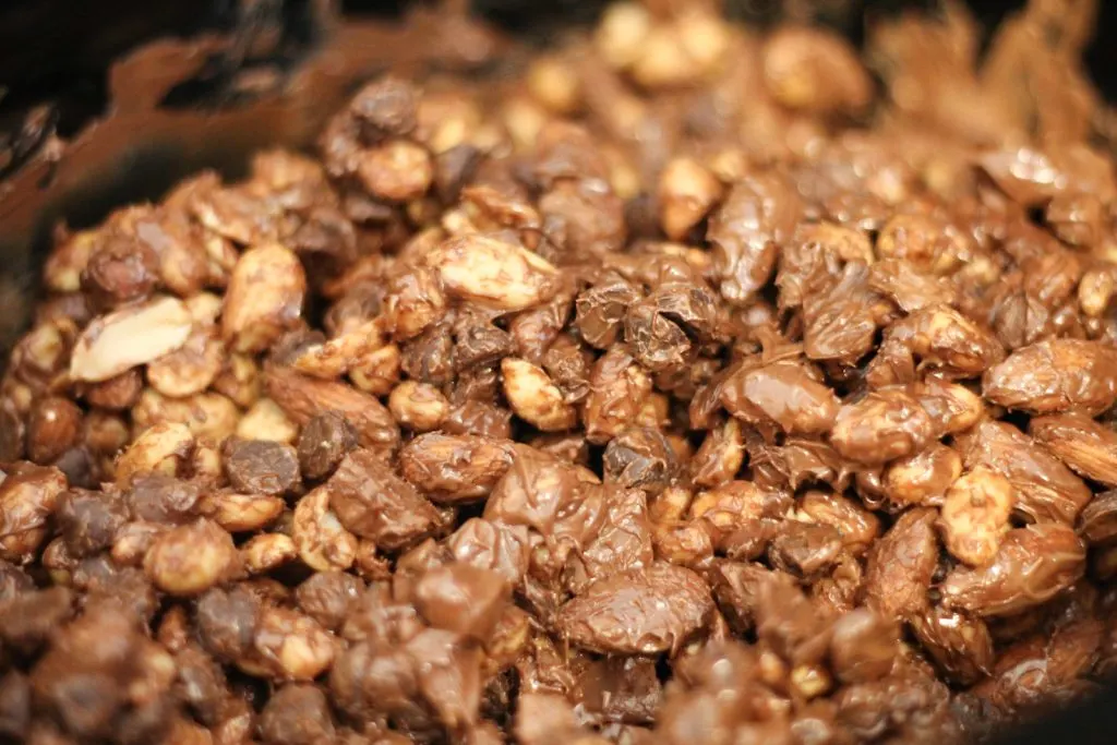 Nut cluster mix in slow cooker.